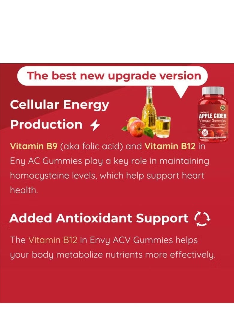 KETO Apple Cider Vinegar Gummies , Natural Vitamin Formula Ingredients, Regulate Physical Function and Health, Petal Gummies Dietary Supplement 60 Gummies - Image 4